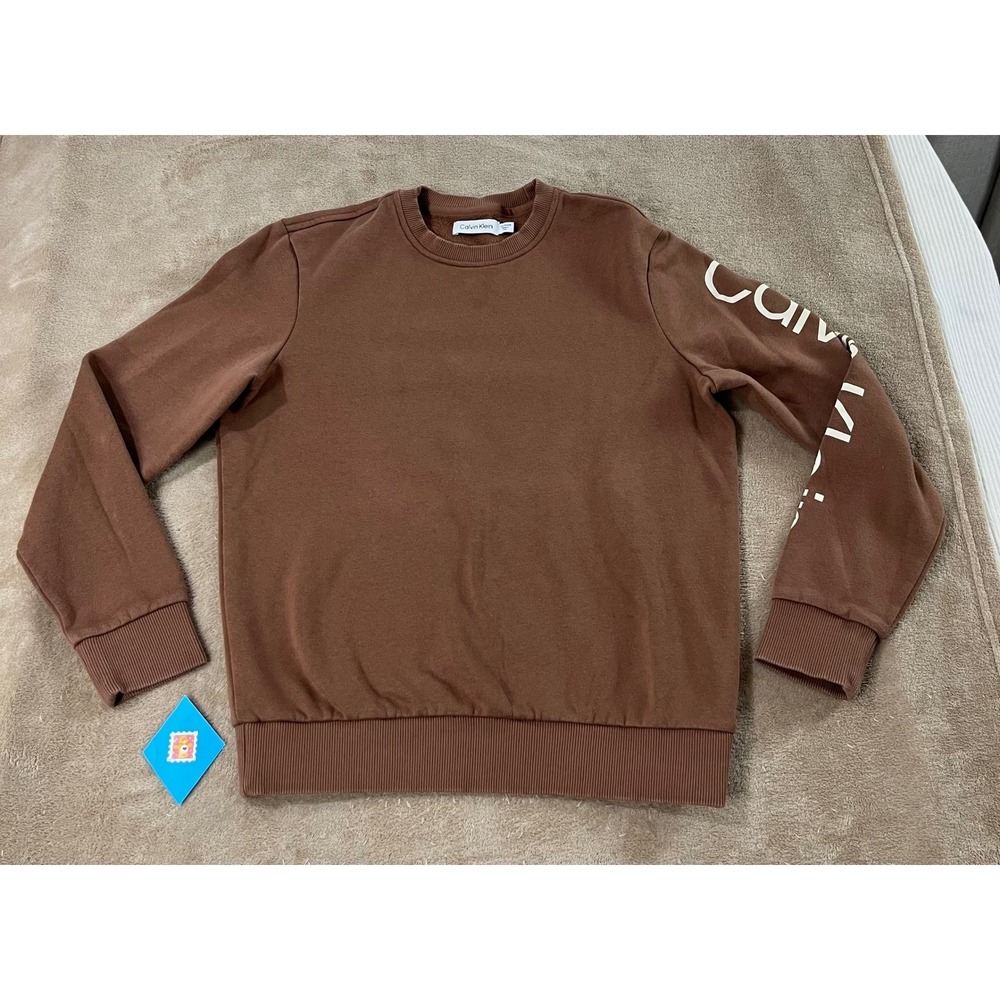 Vintage Calvin Klein Sweatshirt pullover size XS Brown Crew Neck Long Sleeve